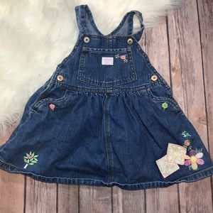 Vintage Oshkosh Denim Overall Embroidered Dress